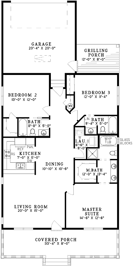 Plan 59168ND: Country Home Plan with Front Porch - Floor Plan - Main Level - Southern, Traditional