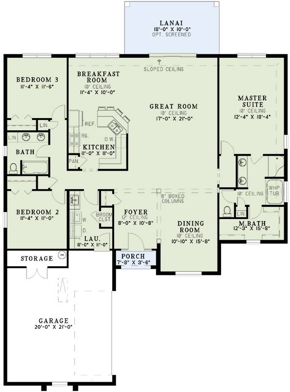 Plan 59172ND: Mediterranean Florida-Style 3-Bed House Plan with Courtyard Garage - Floor Plan - Main Level - Florida-Style, Mediterranean, Ranch, Southwest