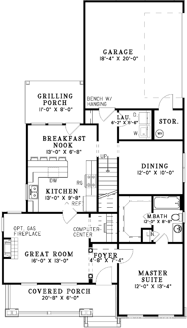 Plan 59190ND: Simple Yet Elegant Design - Floor Plan - Main Level - Country, Craftsman