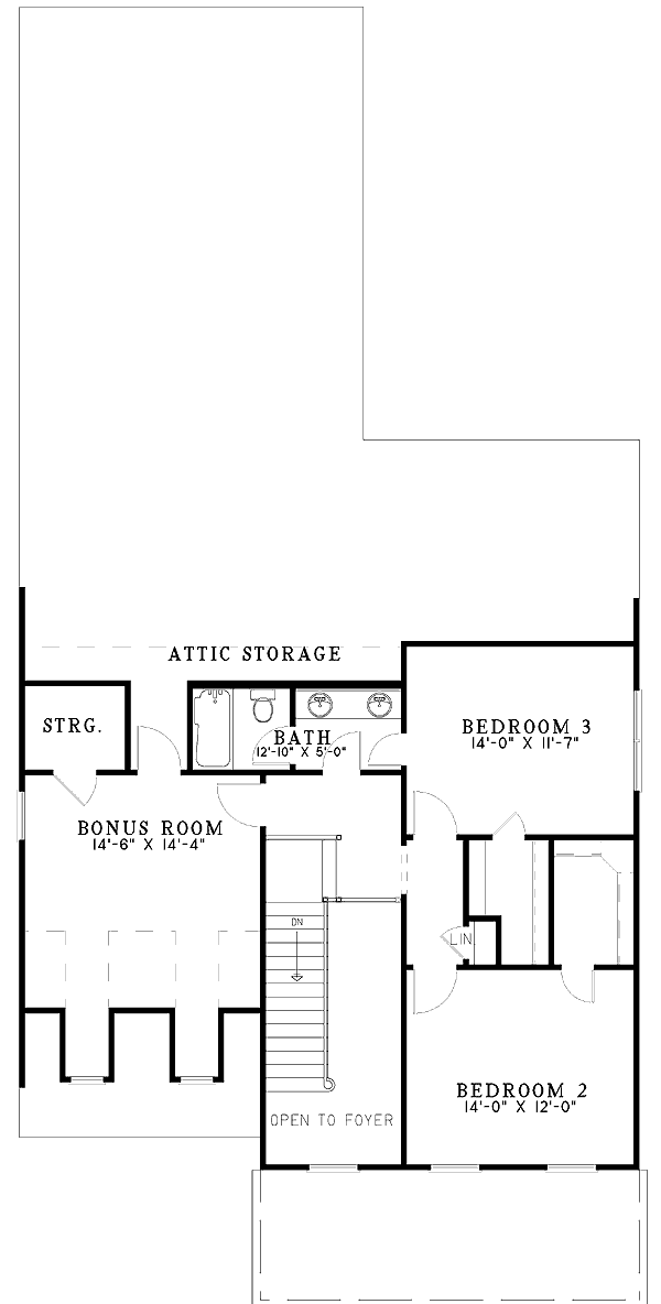 Plan 59242ND: Charming Southern Traditional House Plan with Main Level Master and Bonus - Floor Plan - 2nd Floor - Country, Southern, Traditional