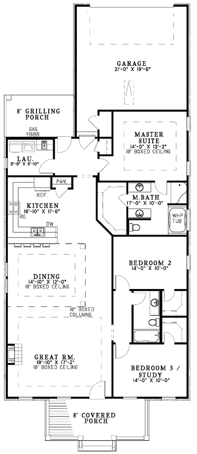 Plan 59246ND: Charming Country Traditional House Plan with 3 Beds and Rear Garage - Floor Plan - Main Level - Country, Traditional