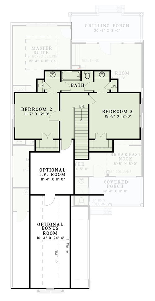 Plan 59249ND: 3 Bedrooms With Expansion Possibilities - Floor Plan - 2nd Floor - Country, Traditional