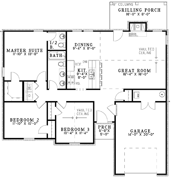 Plan 59260ND: Ranch House Plan with Upscale Touches - Floor Plan - Main Level - Ranch, Traditional