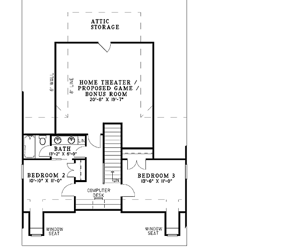 Plan 59284ND: Room for the Home Theater - Floor Plan - 2nd Floor - Country, Craftsman, Southern