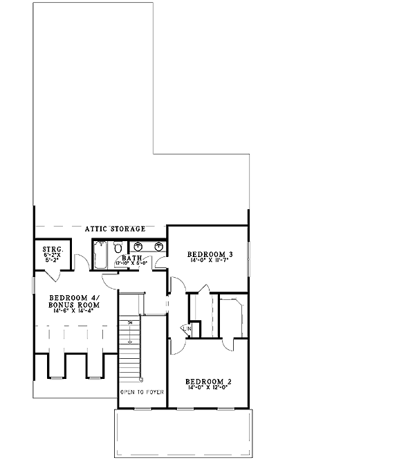 Plan 59293ND: Country House Plan with Protective Porte-Cochere - Floor Plan - 2nd Floor - Country, Craftsman, Traditional