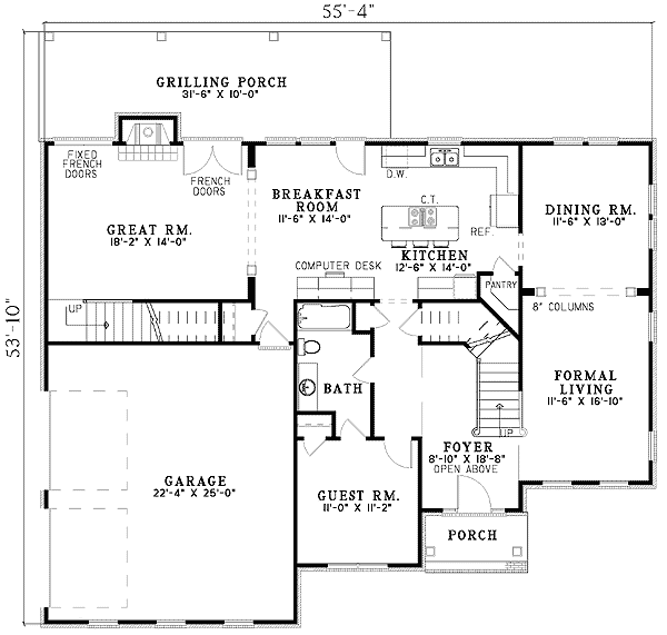 Plan 59295ND: Touched by Grandeur - Floor Plan - Main Level - Traditional