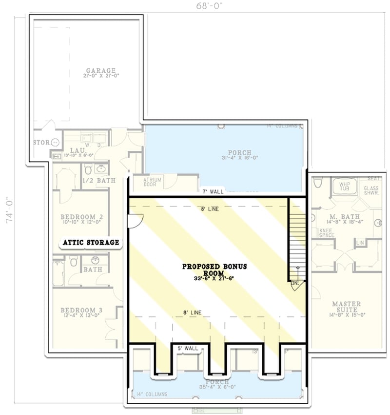 Plan 59300ND: Southern Traditional Home Plan - 2388 Sq Ft - Floor Plan - Bonus - Country, Southern