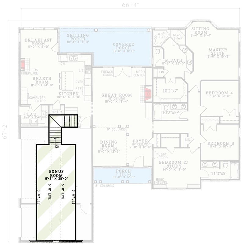 Plan 5933ND: Open Living - Floor Plan - Bonus - Traditional