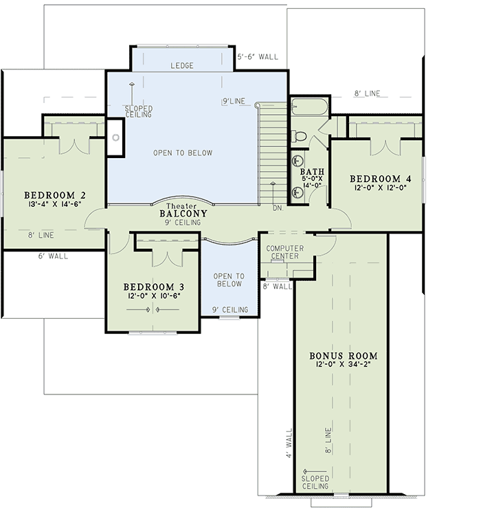 Plan 59350ND: Picture Perfect - Floor Plan - 2nd Floor - Country, Southern, Traditional