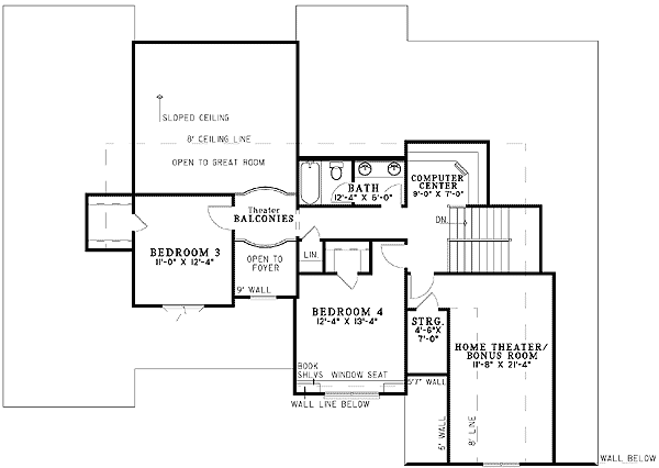 Plan 59355ND: Instant Street Appeal - Floor Plan - 2nd Floor - Craftsman, Traditional