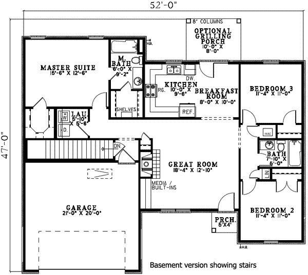 Plan 59372ND: Enchanting Three Bedroom Design - Floor Plan - Optional - Traditional