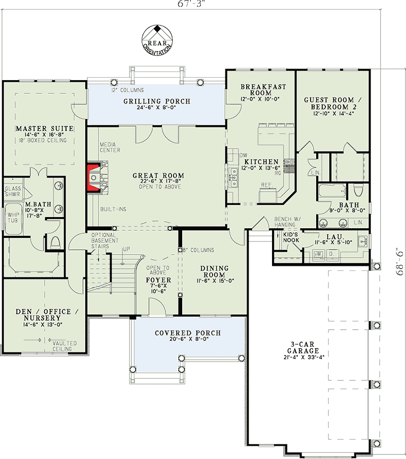 Plan 59378ND: Numerous Amenities in an Expansive Home - Floor Plan - Main Level - Craftsman, Traditional