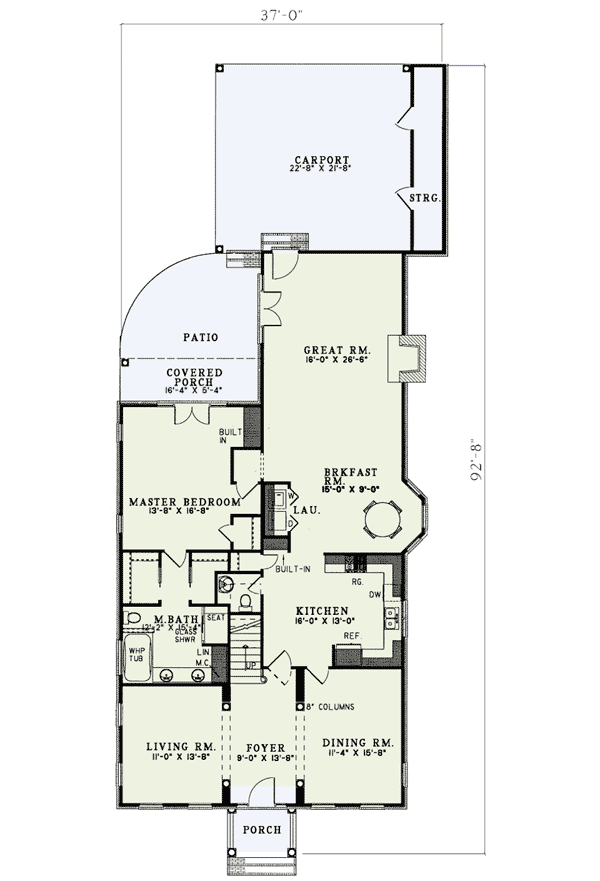 Plan 59384ND: Quaint Traditional Design - Floor Plan - Main Level - Cottage, Traditional