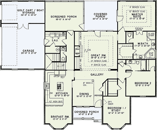 Plan 59396ND: Charming Traditional House Plan with First Floor Master and Screened Porch - Floor Plan - Main Level - Country, Traditional
