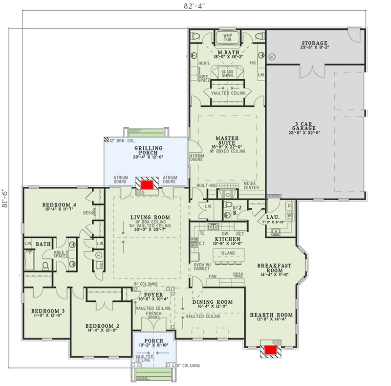 Plan 59454ND: Luxury Features in a Traditional Home Plan - Floor Plan - Main Level - Traditional
