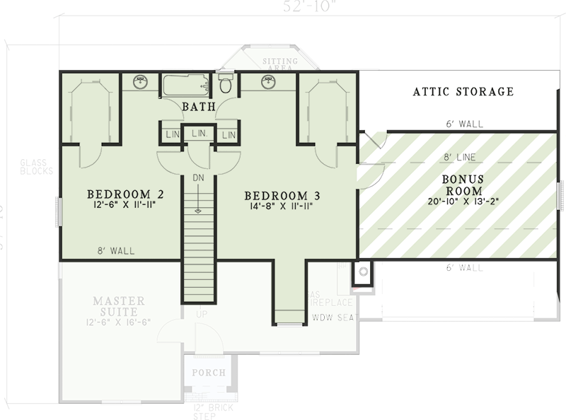 Plan 59457ND: 3 Bed House Plan with Main Floor Master and Jack and Jill Bath Upstairs - 1697 Sq Ft - Floor Plan - 2nd Floor - Traditional