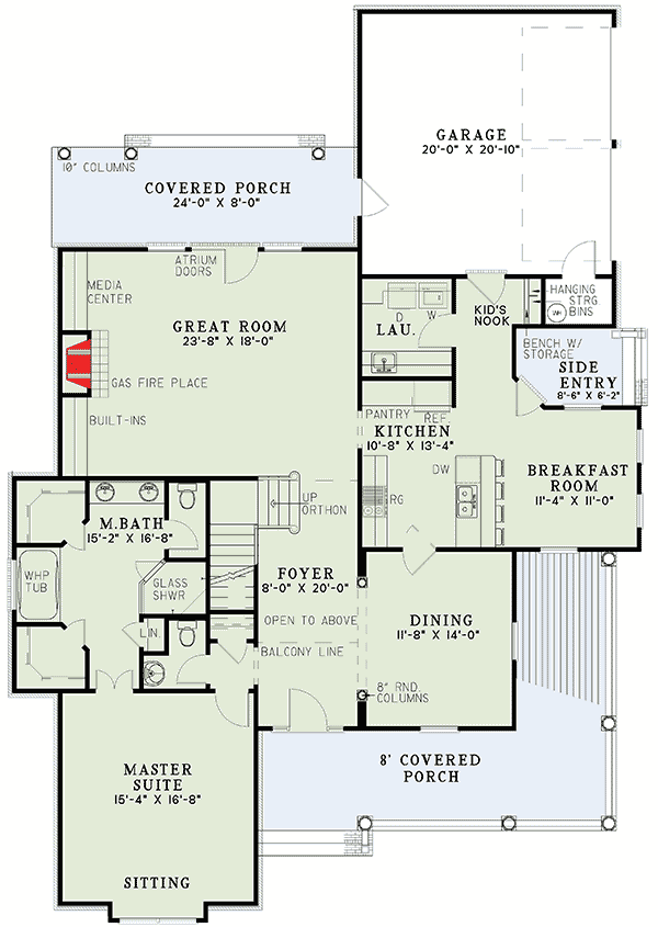 Plan 59458ND: Grand Southern Style - Floor Plan - Main Level - Country, Southern, Traditional