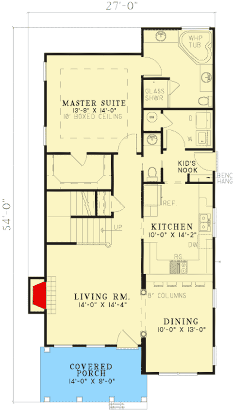 Plan 59497ND: Traditional House Plan with Stacked Porches - Floor Plan - Main Level - New Orleans, Southern, Traditional
