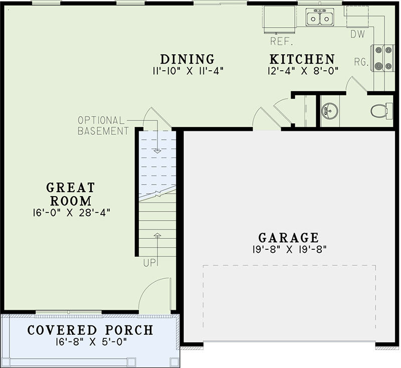 Plan 59560ND: Two-Story House Plan with Upstairs Laundry - 1789 Sq Ft - Floor Plan - Main Level - Country, Traditional