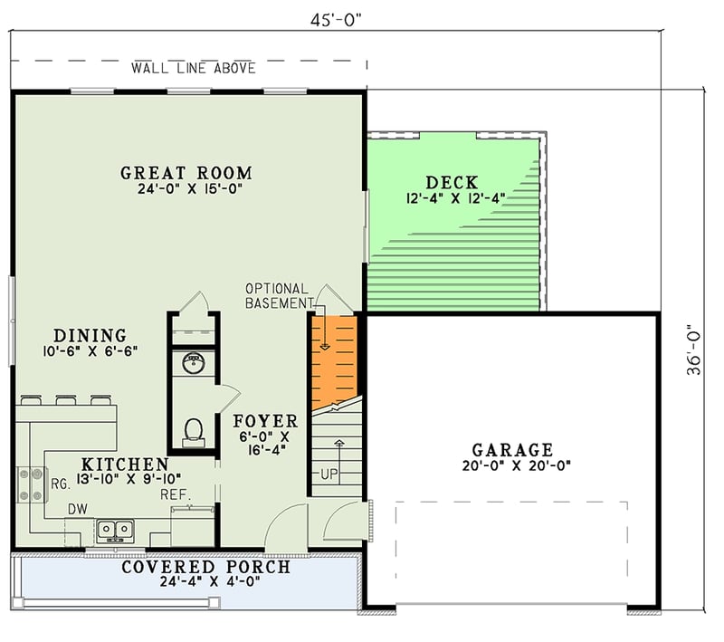 Plan 59561ND: Charming Traditional House Plan with Open Concept Living and Upstairs Master - Floor Plan - Main Level - Country, Traditional