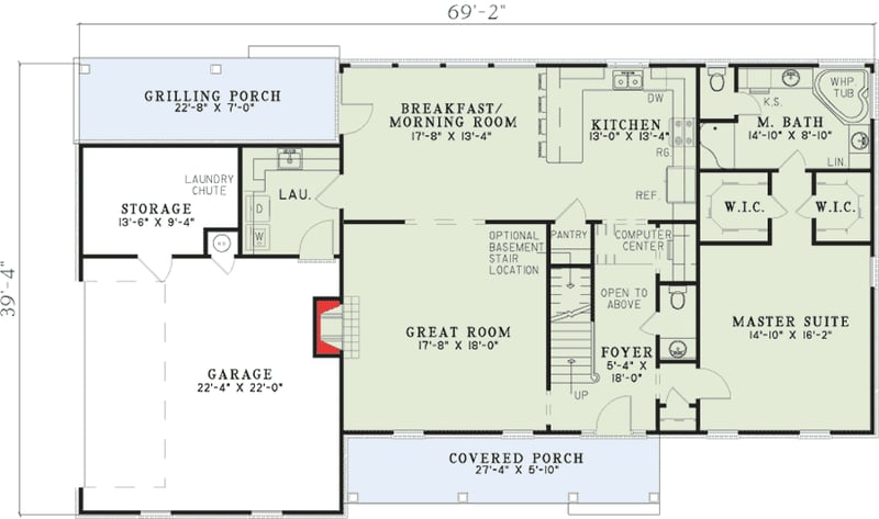 Plan 59568ND: Morning Room with Views - Floor Plan - Main Level - Traditional