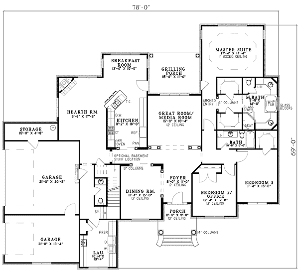 Plan 59591ND: 2 to 4 Bed House Plan - Floor Plan - Main Level - Traditional