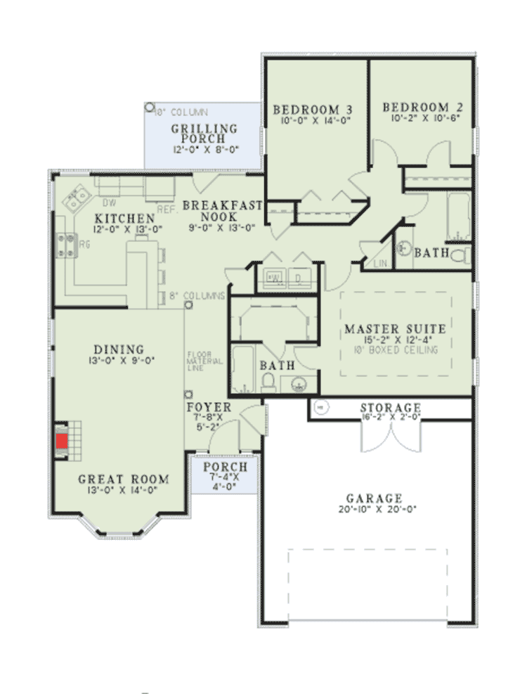 Plan 59599ND: Petite Southern House Plan - Floor Plan - Main Level - Traditional