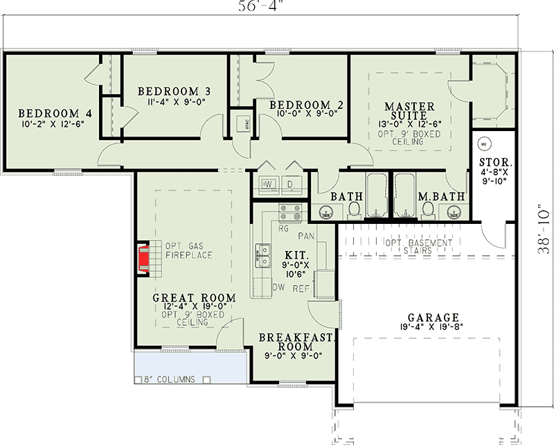Plan 59603ND: 4-bed House Plan with Quaint Front Porch - Floor Plan - Main Level - Traditional