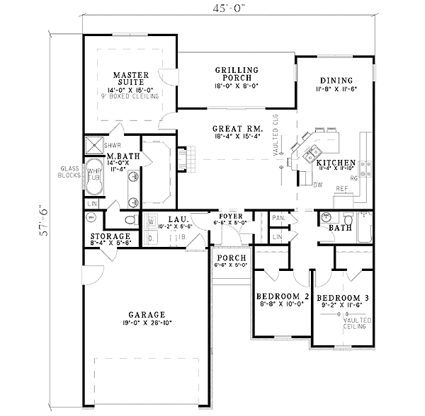 Plan 59607ND: Three Bedroom Charmer - Floor Plan - Main Level - Traditional