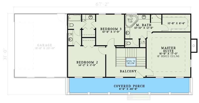 Plan 5961ND: Classic Southern Charm with Stacked Porches and Split Bedroom Design - Floor Plan - 2nd Floor - New Orleans, Southern, Southern Traditional, Traditional