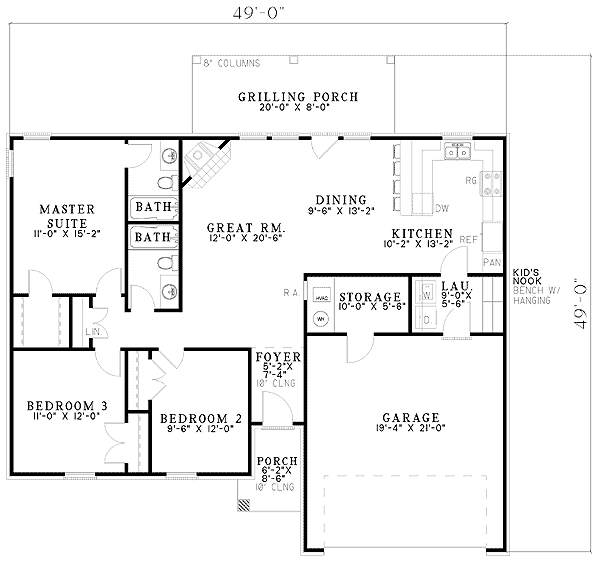 Plan 59625ND: Neighborhood Favorite - Floor Plan - Main Level - Traditional