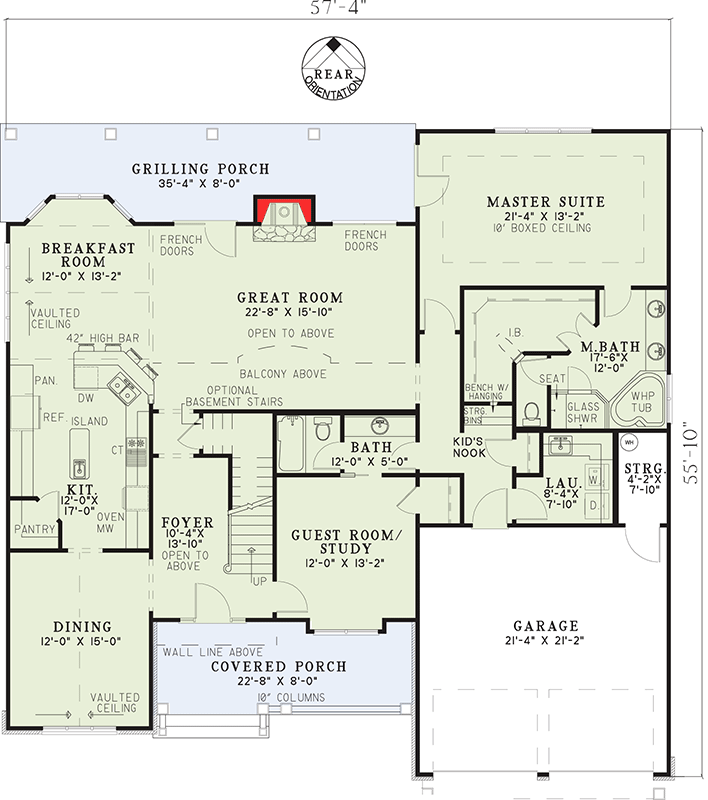 Plan 59657ND: Unique Inviting House Plan - Floor Plan - Main Level - Craftsman, European, Traditional