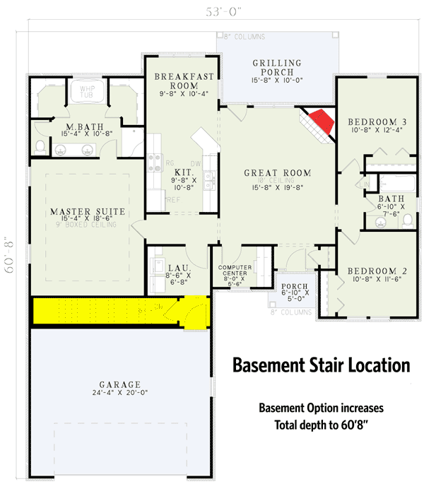 Plan 59669ND: Sleek Design - Floor Plan - Optional - Ranch, Southern, Traditional