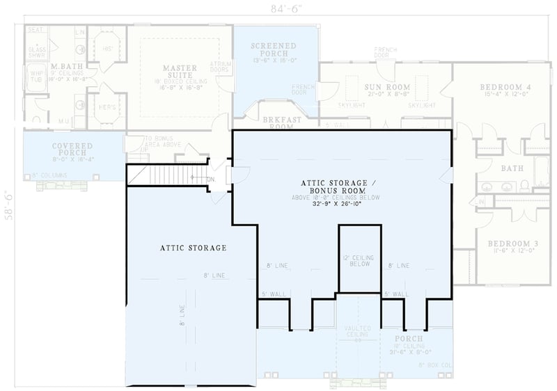 Plan 5967ND: Spacious Country Design - Floor Plan - Bonus - Country, Traditional