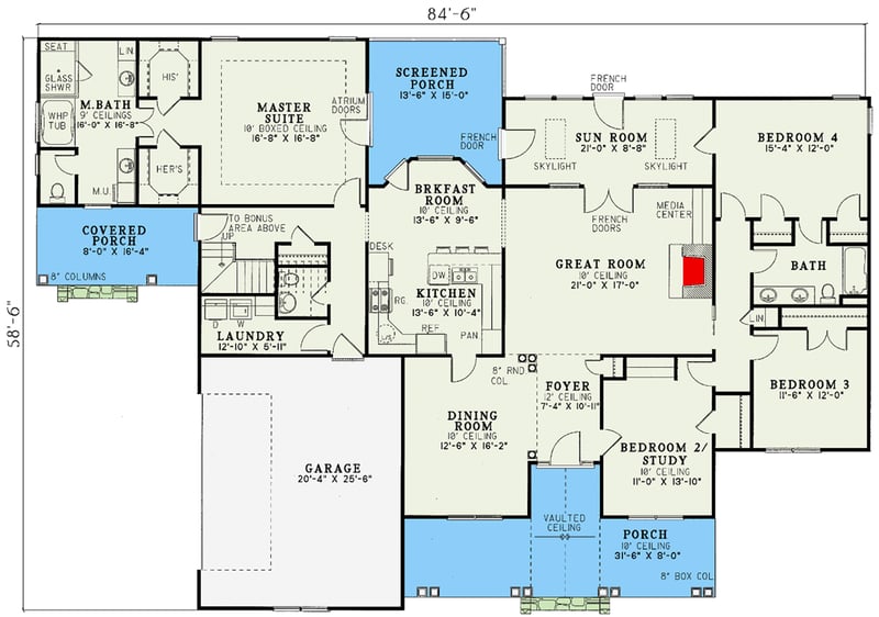 Plan 5967ND: Spacious Country Design - Floor Plan - Main Level - Country, Traditional