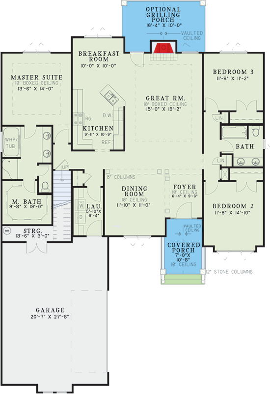 Plan 59740ND: 3-Bed Craftsman House Plan Under 1900 Square Feet with 2-Car Garage - Floor Plan - Main Level - Country, Craftsman, Ranch, Rustic
