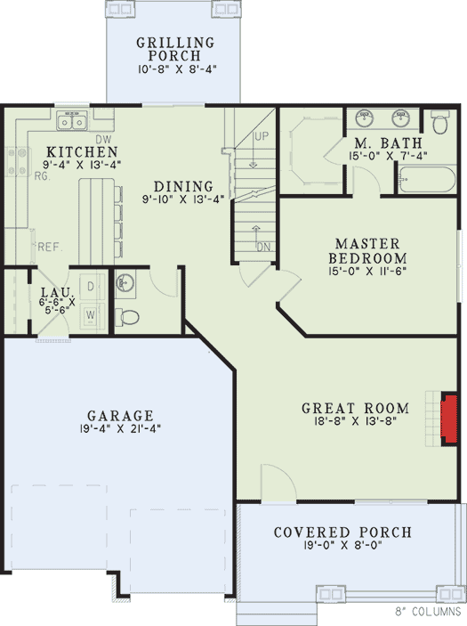 Plan 59767ND: Craftsman Cottage Built for Entertaining - 1654 Sq Ft - Floor Plan - Main Level - Cottage, Country, Craftsman, Mountain, Rustic, Vacation