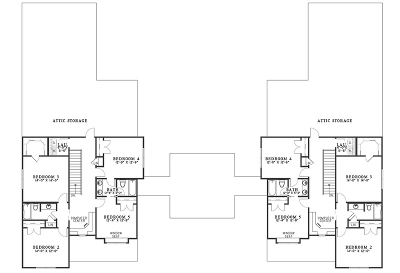 Plan 59794ND: Sophisticated Multi-Family Home Plan with Shared Porte Cochere - Floor Plan - 2nd Floor - Traditional, Victorian