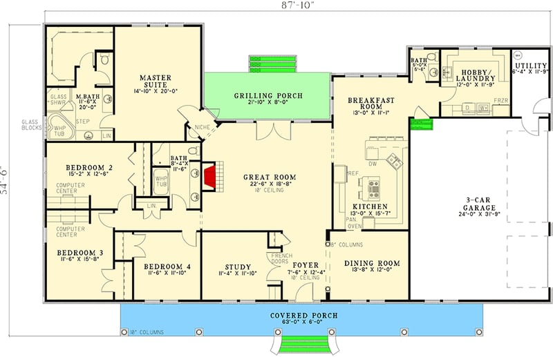 Plan 59810ND: Entertain Inside and Out - Floor Plan - Main Level - Southern