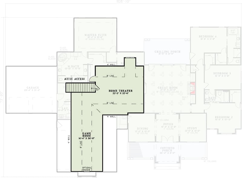 Plan 59822ND: 3600 Square Foot One-Story House Plan with Elegant Coffered Ceiling - Floor Plan - Bonus - Country, Traditional