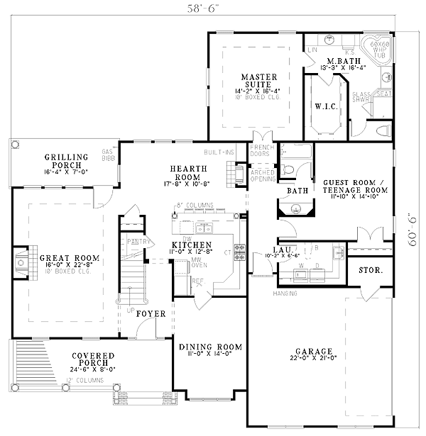 Plan 5984ND: Spacious Shingle-Style Design - Floor Plan - Main Level - Traditional