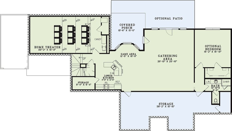 Plan 59861ND: Talk of the Town - Floor Plan - Lower Level - Country, Mountain, Traditional