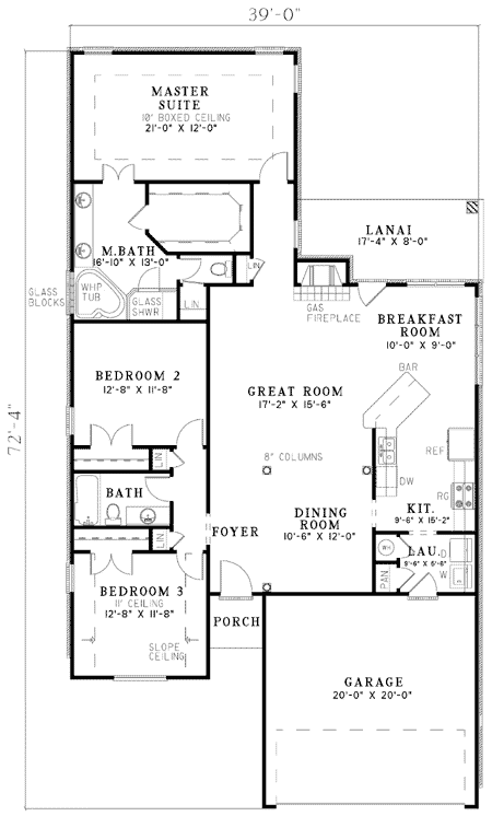 Plan 59863ND: Lavish Window Accents and Gabled Roof Lines - Floor Plan - Main Level - Traditional