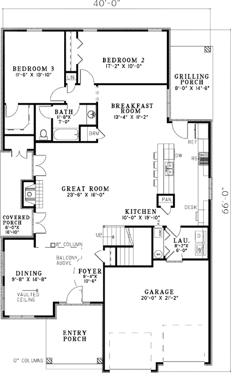 Plan 59869ND: European House Plan with 3 to 4 Bedrooms Two-Story Great Room and Upstairs Master - Floor Plan - Main Level - European