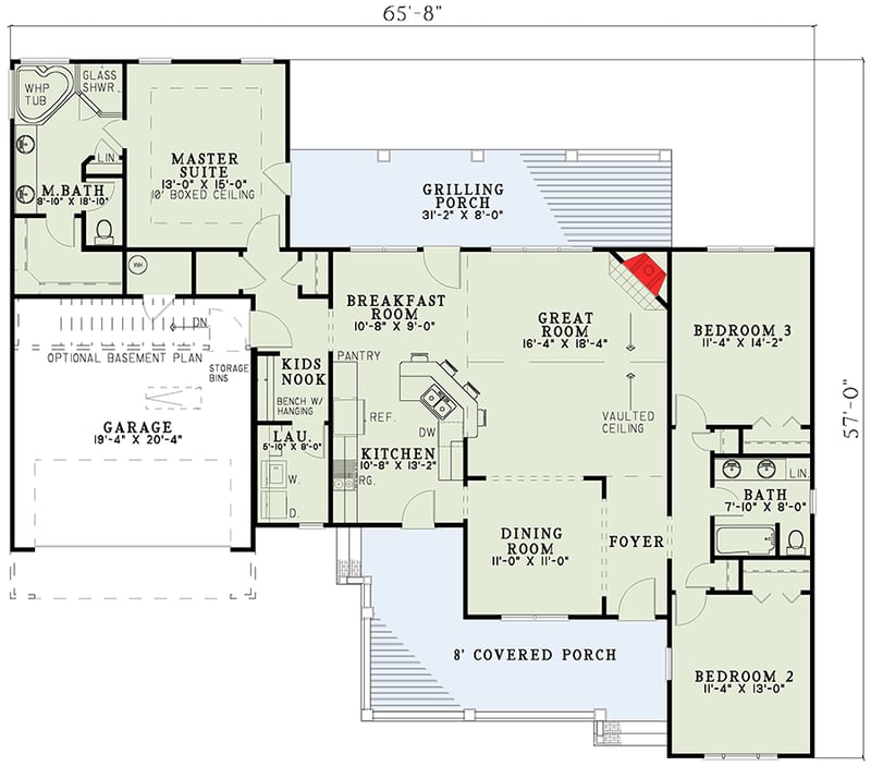 Plan 5988ND: Split Bedroom Country Design with Private Master Suite - Floor Plan - Main Level - Country