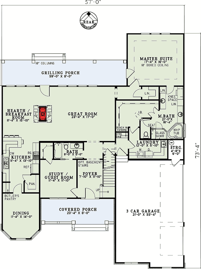 Plan 59882ND: Craftsman Home Plan with Unique Exterior - Floor Plan - Main Level - Traditional