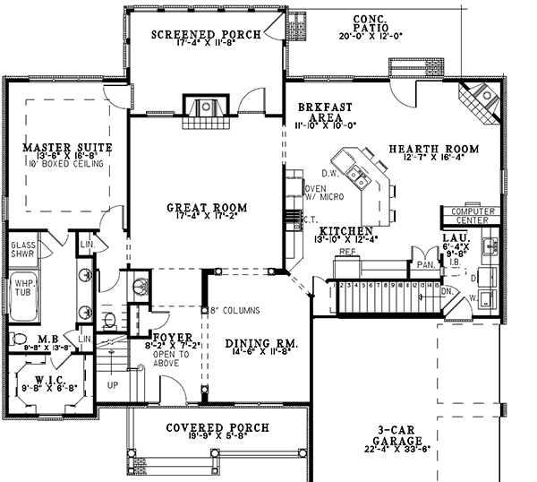 Plan 59883ND: Great Curb Appeal - Floor Plan - Main Floor - Basement Stairs - Traditional
