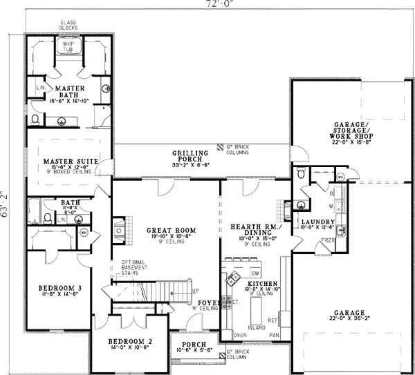 Plan 59886ND: Gorgeous Brick Exterior - Floor Plan - Main Level - Traditional