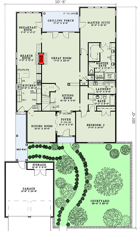 Plan 59904ND: 2-Story House Plan with Courtyard - 3275 Sq Ft - Floor Plan - Main Level - European, French Country