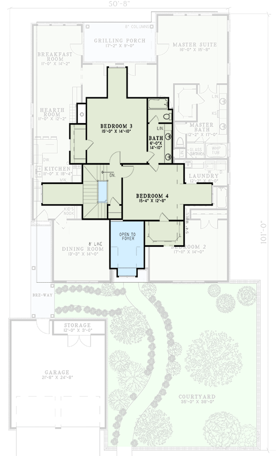 Plan 59904ND: 2-Story House Plan with Courtyard - 3275 Sq Ft - Floor Plan - 2nd Floor - European, French Country